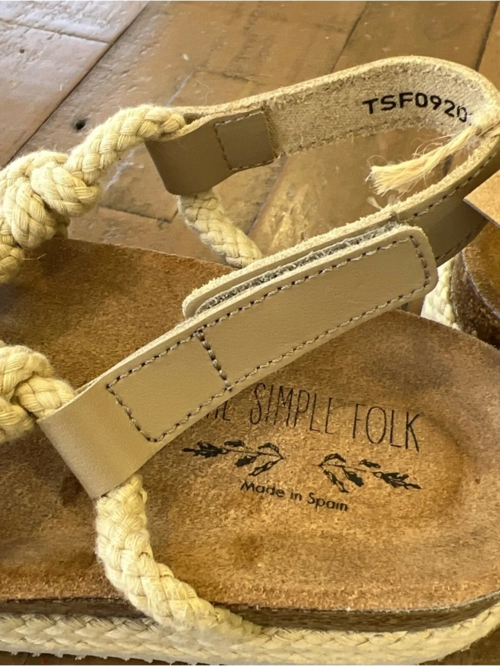 The Simple Folk The Rope Sandal Kids US 1 EU 32 Hemp Cork Bohemian Natural New
